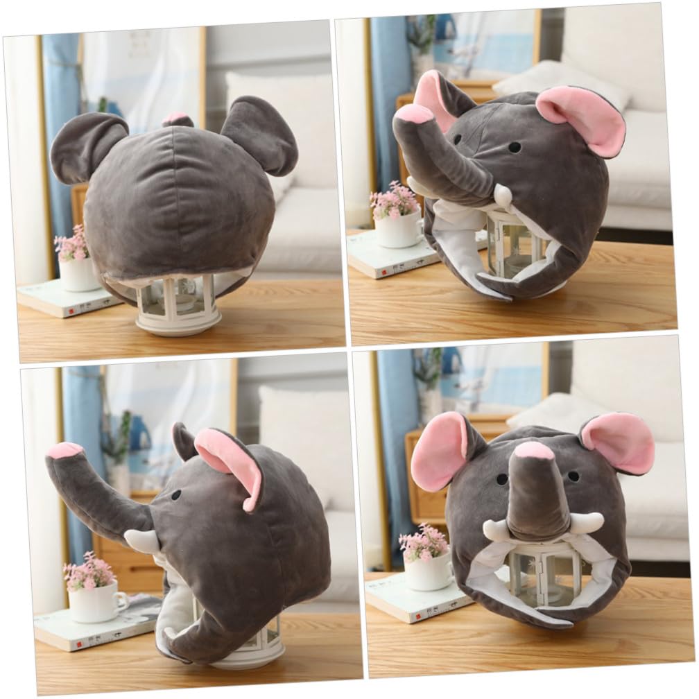 Cabilock Sombrero de Disfraz Forma de Elefante Grande de Peluche Gris, Gorro de Fiesta Divertido para Carnaval, Juegos de Rol y Eventos Festivos, Accesorio Único para Adultos y Niños