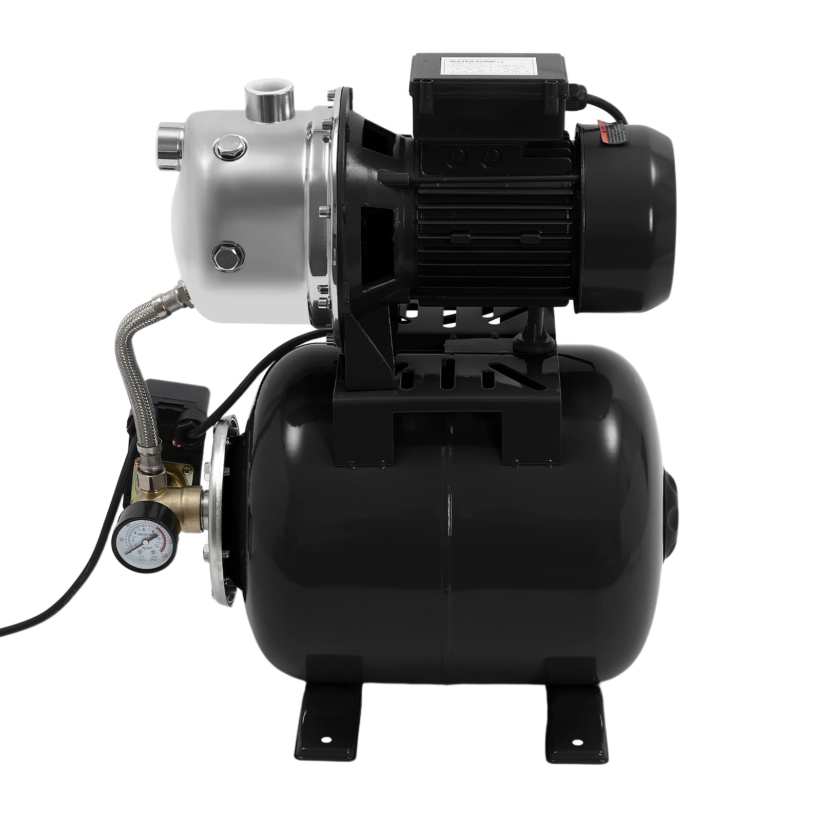1HP Shallow Well Pump with Pressure Tank, Automatic Water Booster System Irrigation Jet Pump for Home, Garden, Lawn, Maximum Head 147.64FT, 110V (Black)
