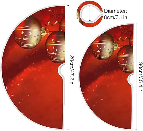 Miniatura 3 de KEEPREAL Falda de árbol de Navidad con tres bolas brillantes, decoración de Halloween, falda redonda grande para árbol de 35.4 pulgadas