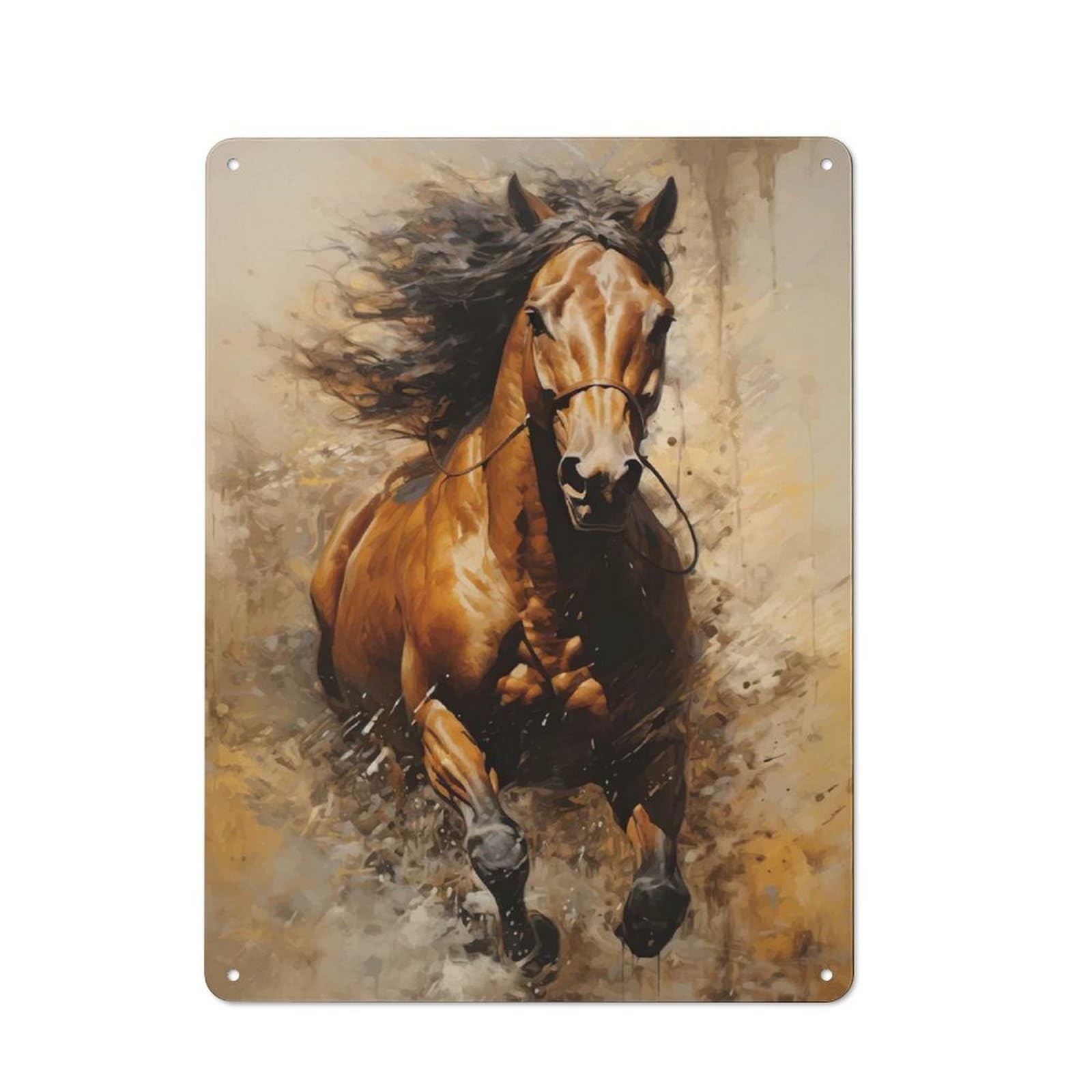 Junmoney Running Horse Rustic Metal Wall Sign 40X30cm For Kitchen Or Home Bar, For Garage, Workshop And Man Cave Decoration