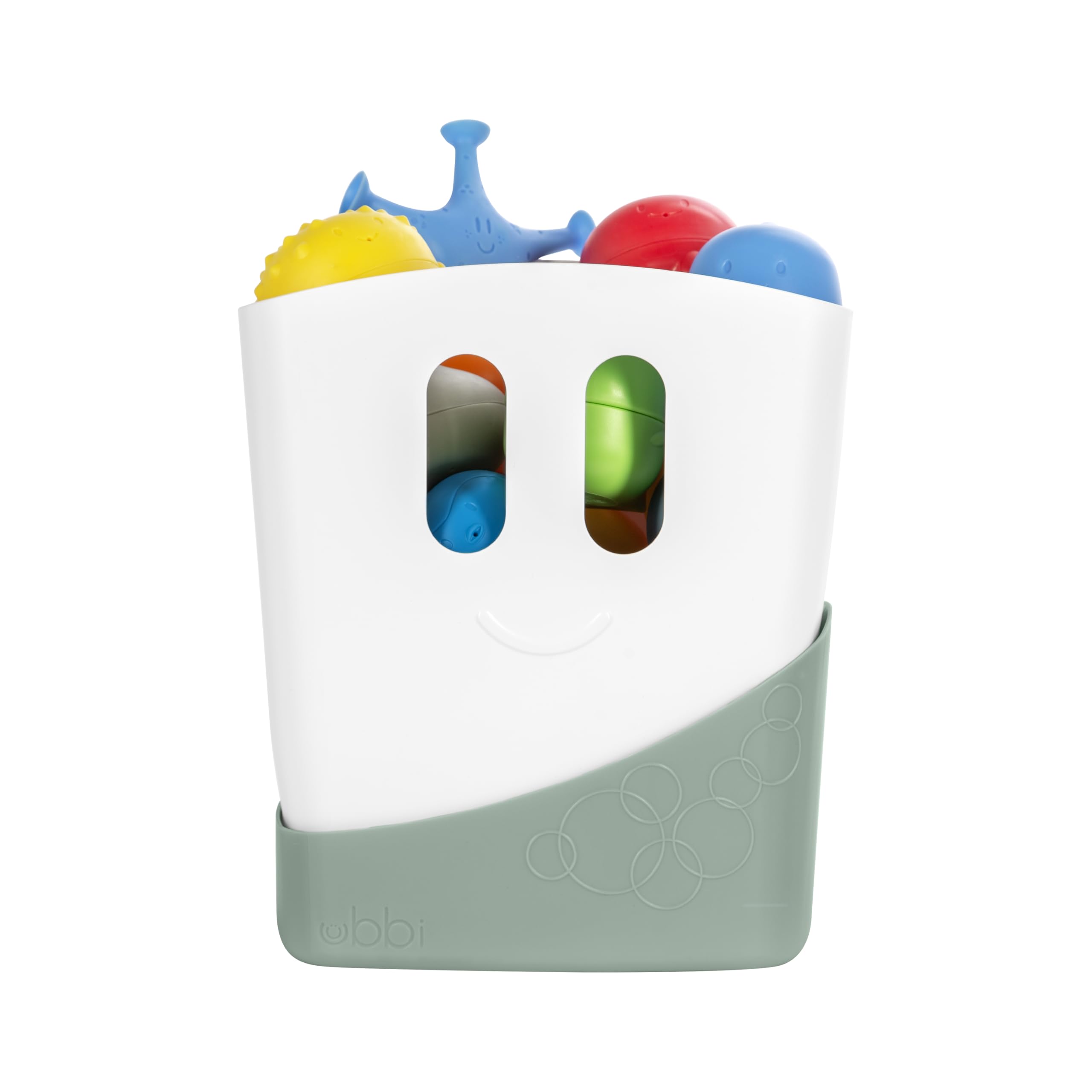 Ubbi Organizer autoportante per giocattoli da bagno con stendibiancheria rimovibile e paletta per bambini e bambini, salvia