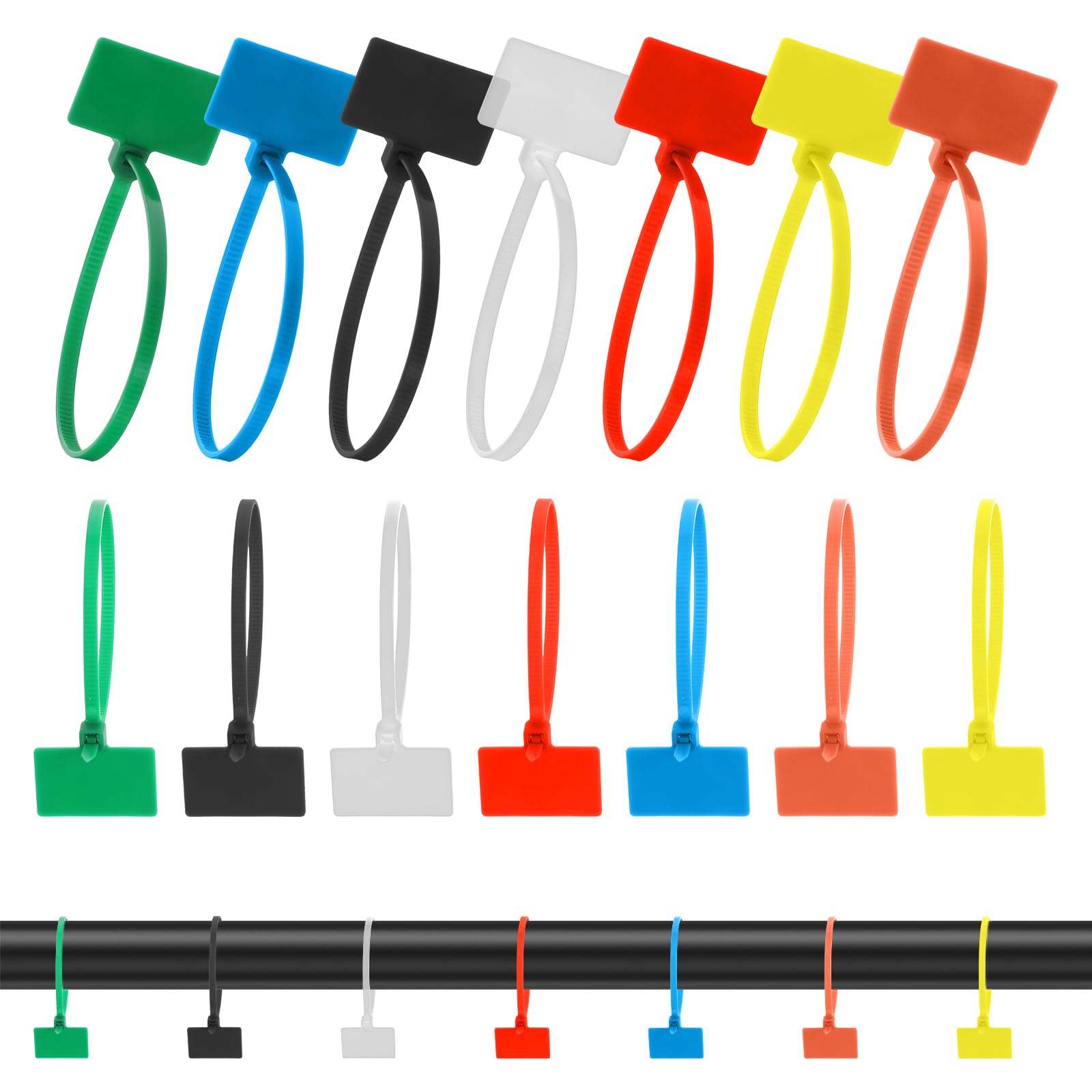 Bremorou Cable Zip Tie With Tag 100 Pcs Wire Zip Ties With Label Self-Locking Plastic Nylon Cable Ties With Write On Label Multicolor Small Zip Tie Label Tags For Wire Marking And Organizing