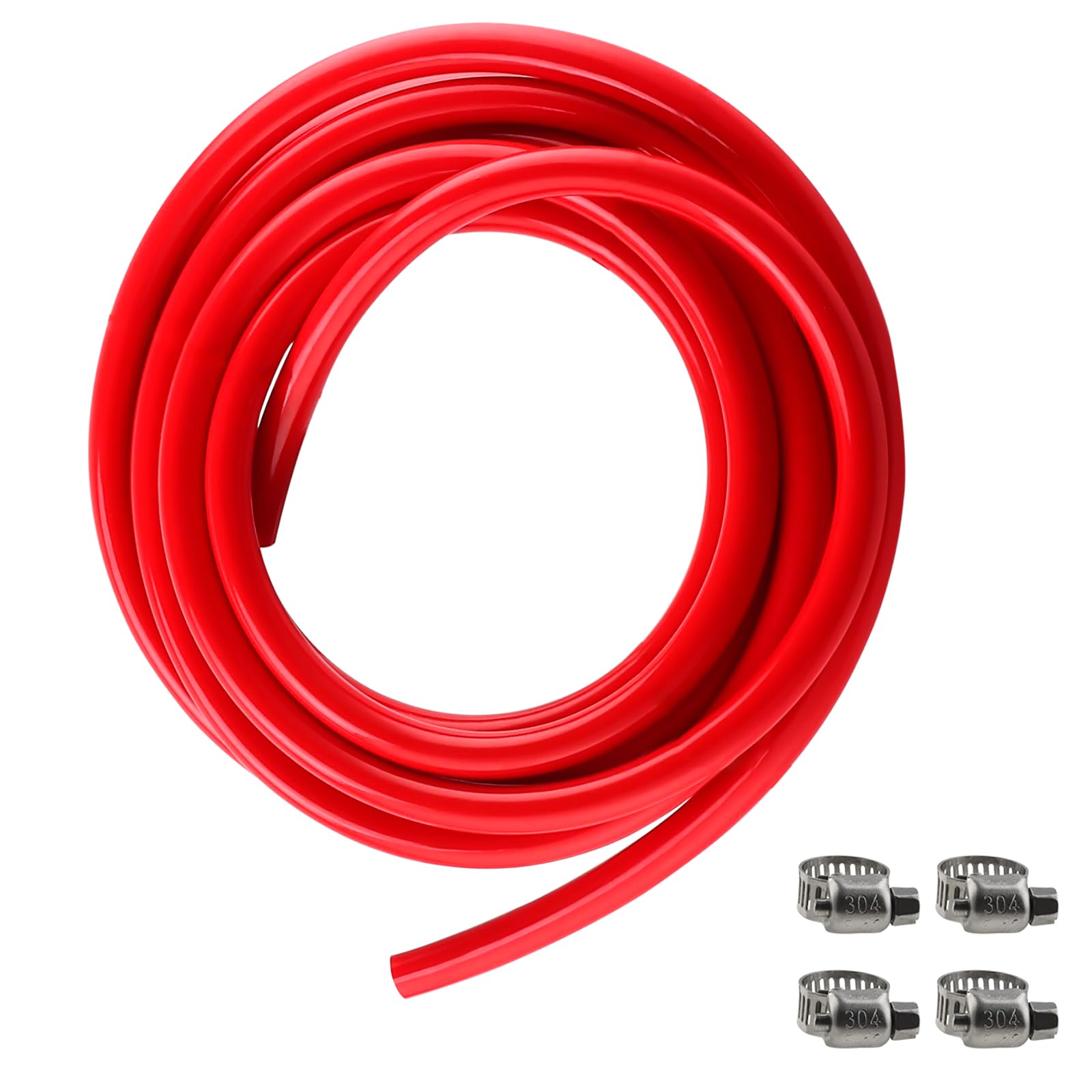 MRbrew Gas Line CO2 Tubing Hose, Homebrew PVC Plastic Kegerator Keg Draft Beer Co2 Dispensing Line Set for 5/16’’ Barb Red Hose Kegging Kit with 6 Hose Clamps