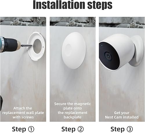 Miniatura 5 de Placa de montaje en pared para batería Google Nest Cam (exterior o interior), pieza de repuesto para collar de bloqueoanclajes de pared compatibles