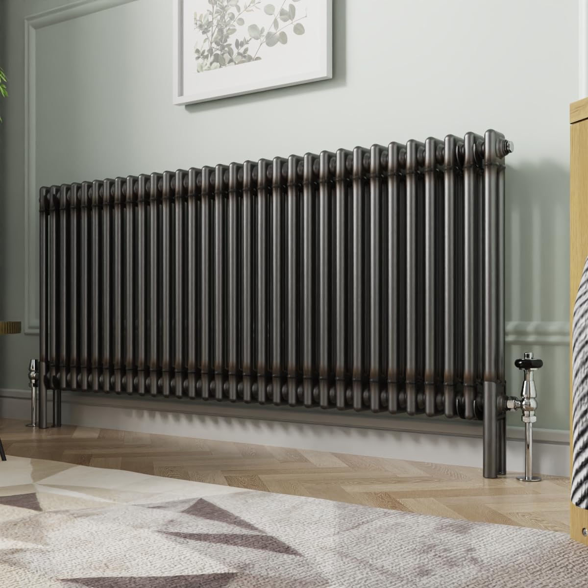 Nrg Traditional Cast Iron Style Radiator Raw Metal Double Column 600X1460mm