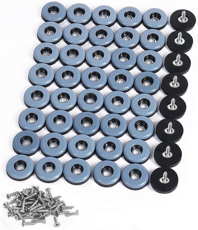 48Pcs Furniture Gliders PTFE Easy Moving Sliders with Screw Floor Protector for Tiled Hardwood Floors(25Mm Round) - (Color: As shown)