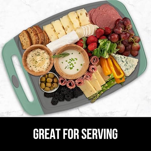 Miniatura 9 de Gorilla Grip - Tabla de cortar extragrande, mango de fácil agarre, surcos para jugos, antideslizante y gruesa. Apta para lavavajillas, no porosa, de