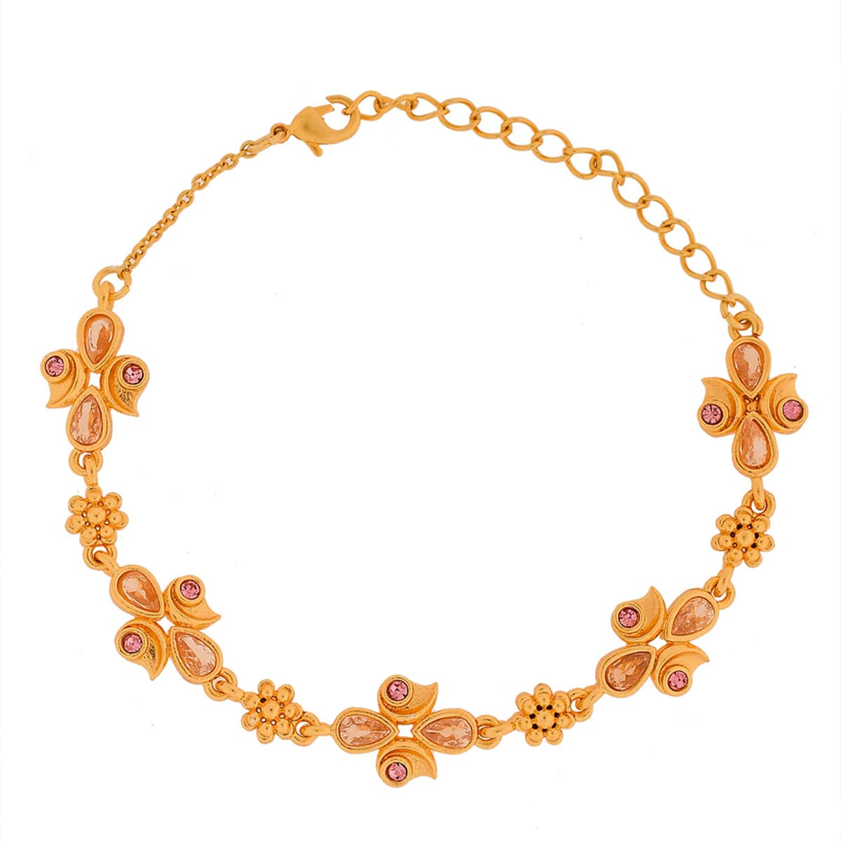 VOYLLA Abharan Teardrop Cut Pink Stones Gold Plated Bracelet (B0CS3SS36B) Amazon Price History, Amazon Price Tracker
