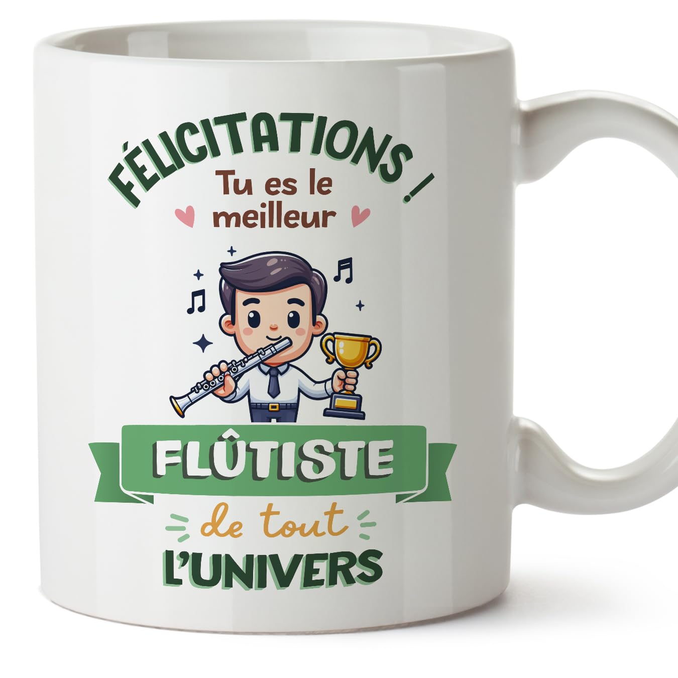MUGFFINS Flautist Man Mug - in French - Meilleur Univers Trophée - Funny Gift for Colleagues - Ceramic 11oz Mug — image 1