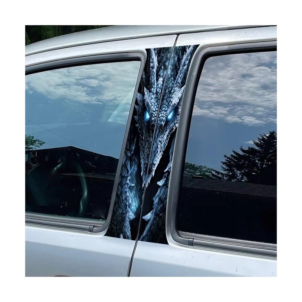 Bertdcx One Color Car Adhesive Waterproof Vinyl B Post Protective Ice Dragon Glossy Stickers Auto Parts