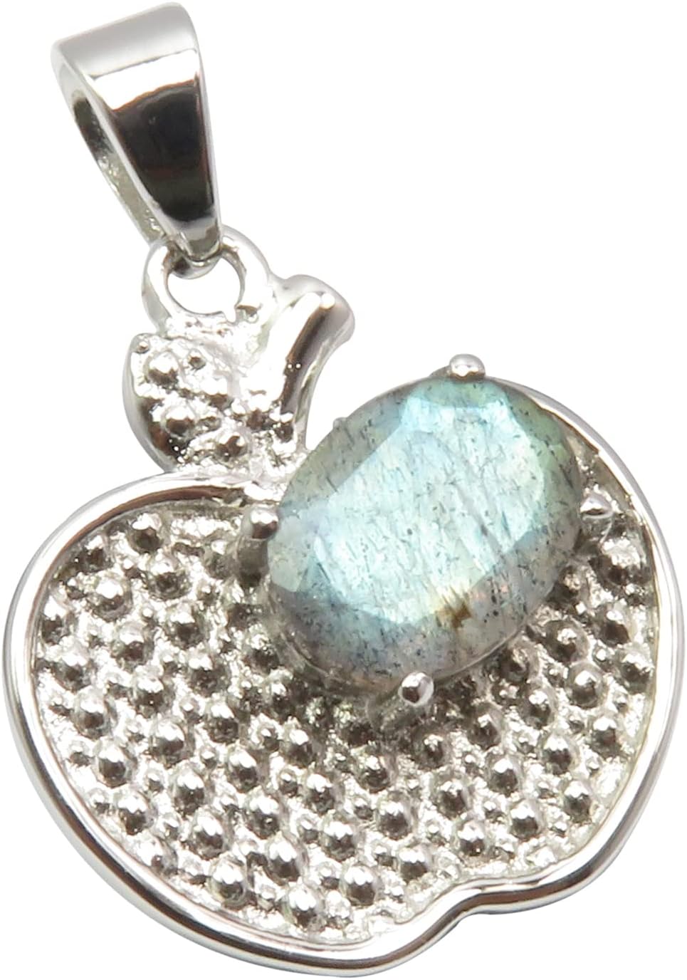 925 Sterling Silver Labradorite tcw 1.4 Pendant 2.2 cm Flawless Fit Indian Jewelry