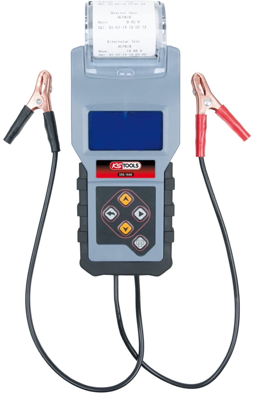 KS Tools 550.1646 Tester digitale 12V per batterie e sistemi di ricarica con stampante integrata