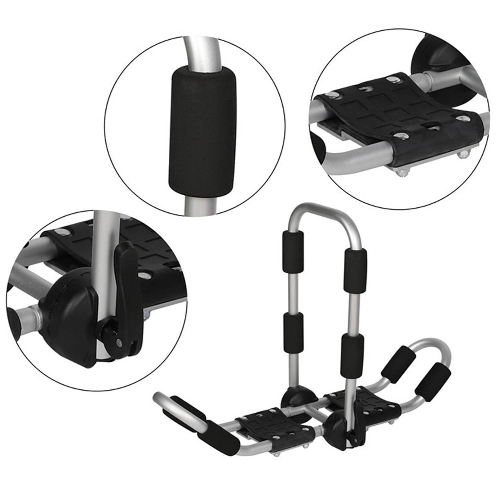 Porte-Bagages de Toit pour Kayak, 1 Paire de Barres de Toit Pliantes en J avec 2 Sangles d'arrimage pour Kayak et canoë sur Voiture, SUV, Barre transversale de véhicule, Argent