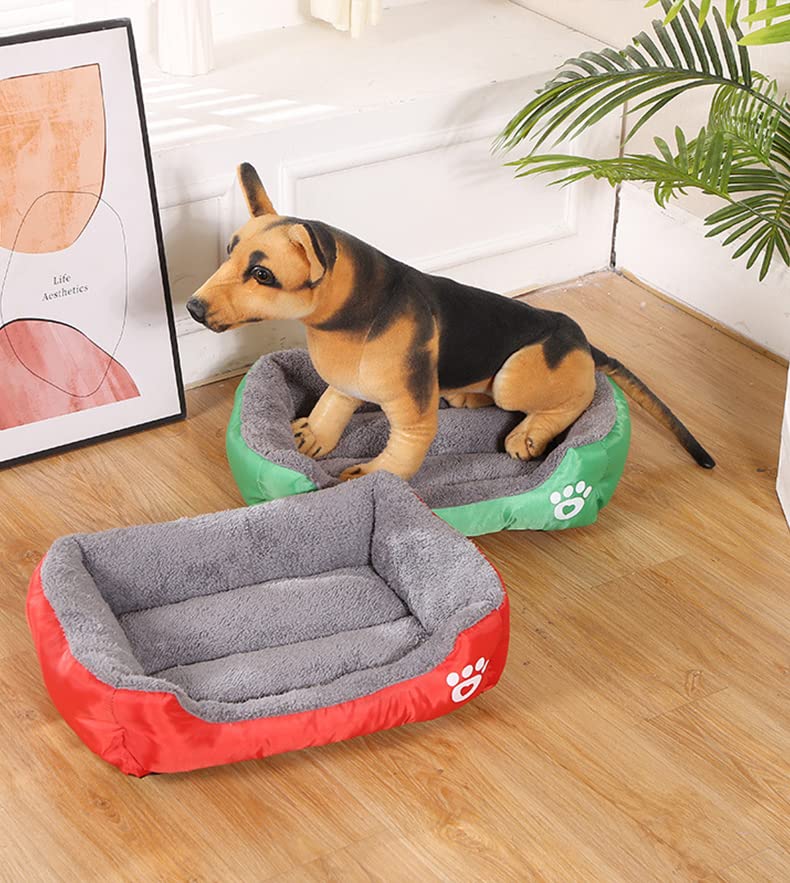 OUYUNKKA Hundebett Hundekissen (S, 43 x 32 cm) Viereckig Orange Hundesofa für Mittelgroße und Kleine Hunde und Katzen, Flauschig Weich Katzenbett Katzenkissen Hundebett für Französische Bulldogge