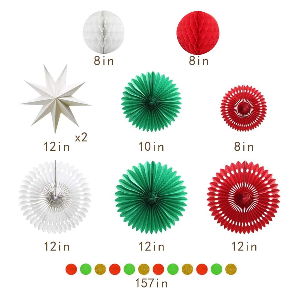 Juego de decoración de fiesta de Navidad, abanicos de papel de seda para colgar, guirnalda circular, faroles de papel para fiesta italiana, graduación, boda, cumpleaños, telón de fondo