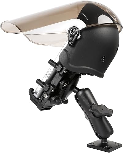 Soporte universal para teléfono para motocicleta de barco, con amortiguador de vibraciones, sombrilla, base cuadrada de aluminio y brazo mediano,