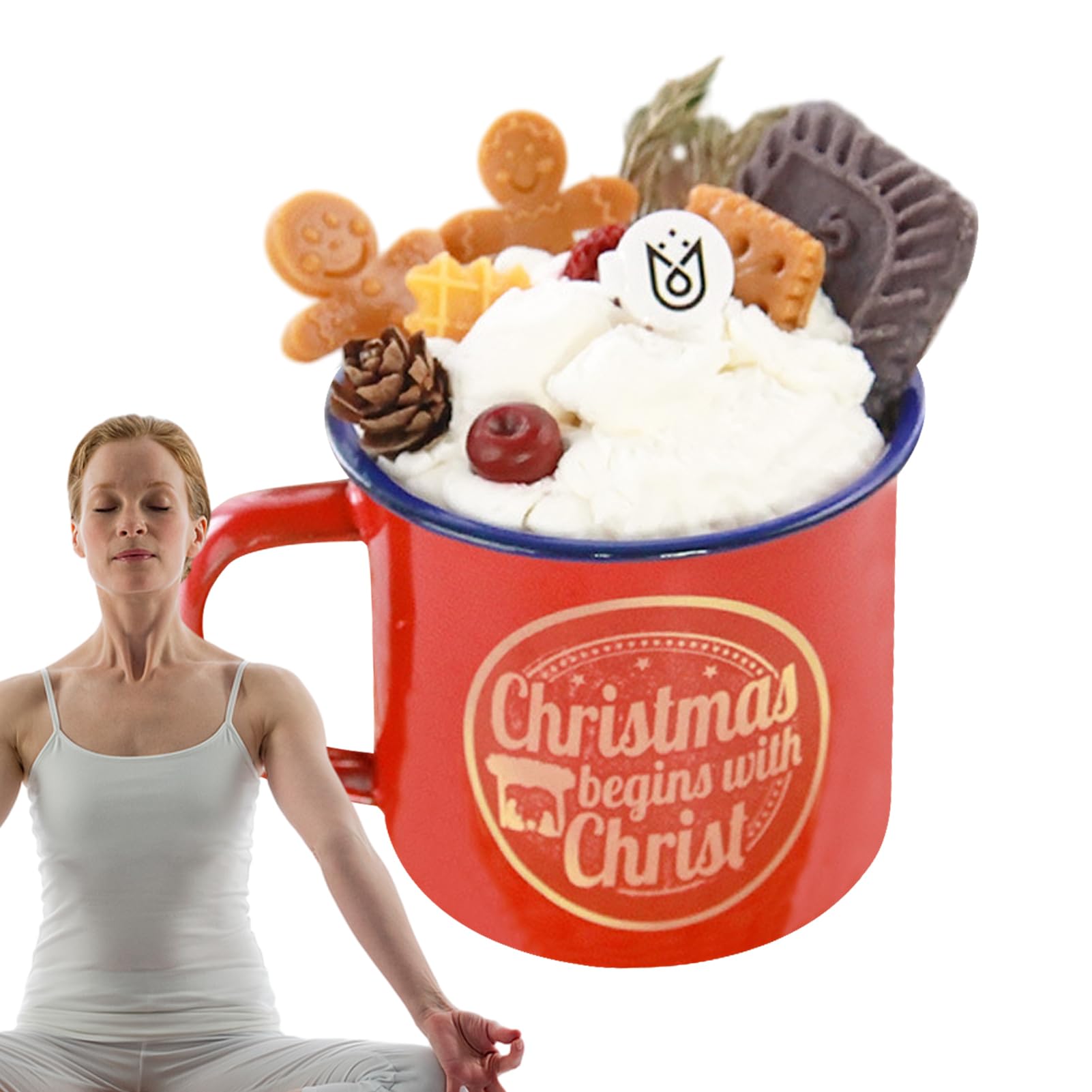 Christmas Scented Candles - Candles for Christmas,Cake Cup Christmas Candles, Gingerbread Man Christmas for Women, Aromatherapy Candle for Home, Natural Soy Wax Candles Meindin