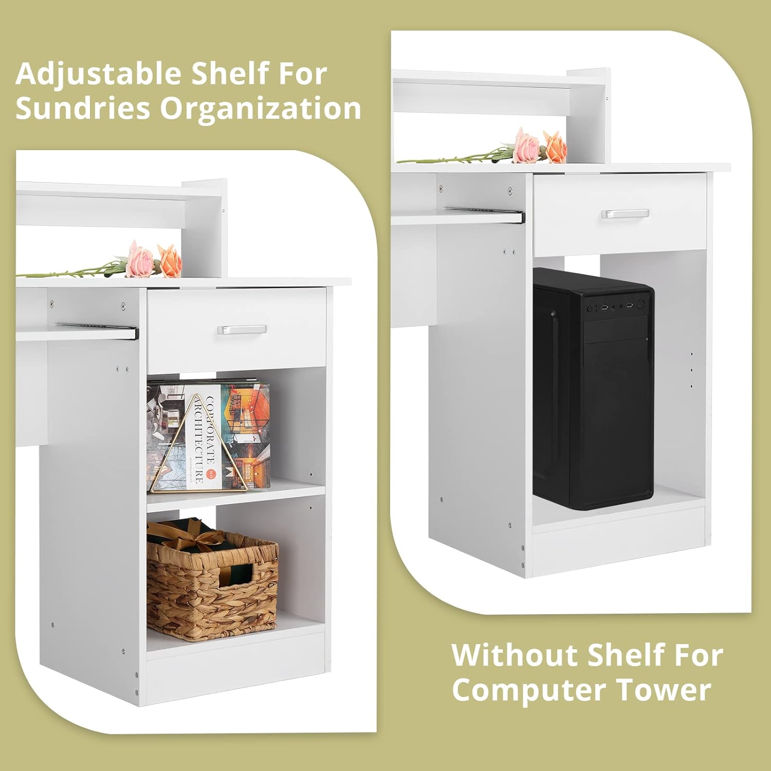 Image showing the adjustable shelf for sundries organization and space for a computer tower
