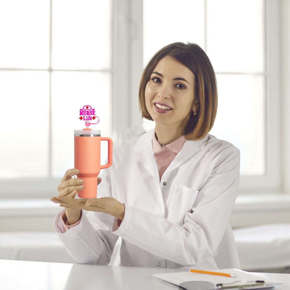 12PCS Medical Straw Cover Cap for Stanley Cup, Cute Silicone Nurse Straw Topper for Stanley 30&40 Oz Tumbler, 10mm 0.4in Dust-Proof Reusable Tips Lids, Cute Nurse Gifts - Image 5