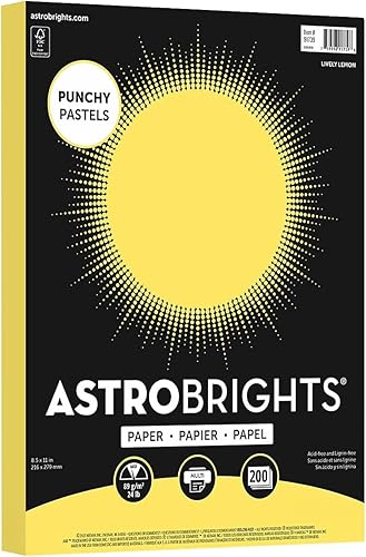 Astrobrights Papel pastel punchy, 8.5 x 11 pulgadas, 24 libras, limón vivo, 200 hojas (91739)