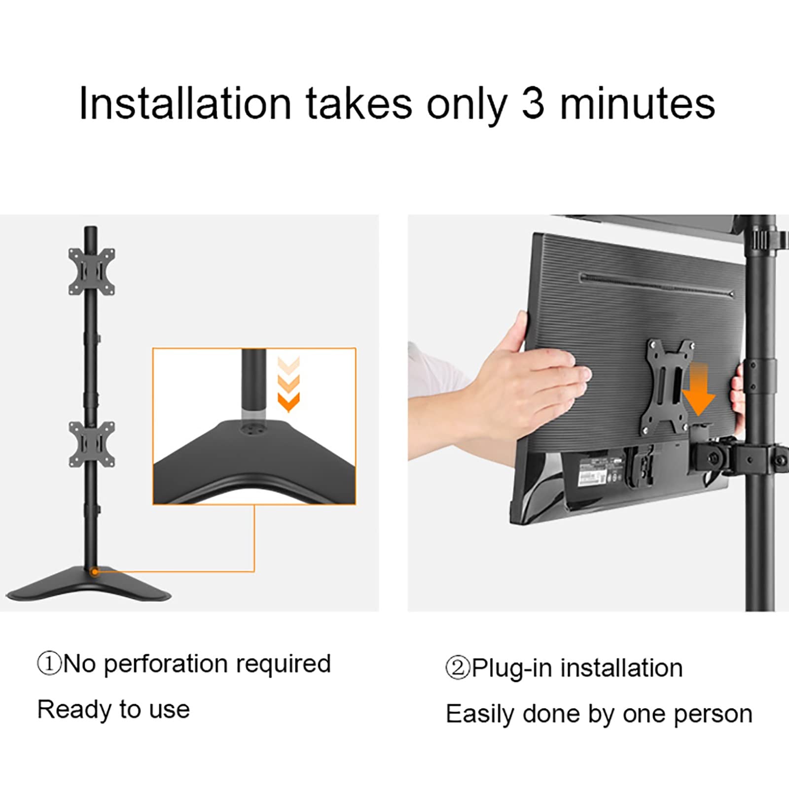 Supporto Doppio per Monitor, Compatibile con Schermi da 13 A 32 Pollici, Supporto da Scrivania Autoportante con Movimento Completo, Supporta Fino A 8 Kg/17,6 Libbre.