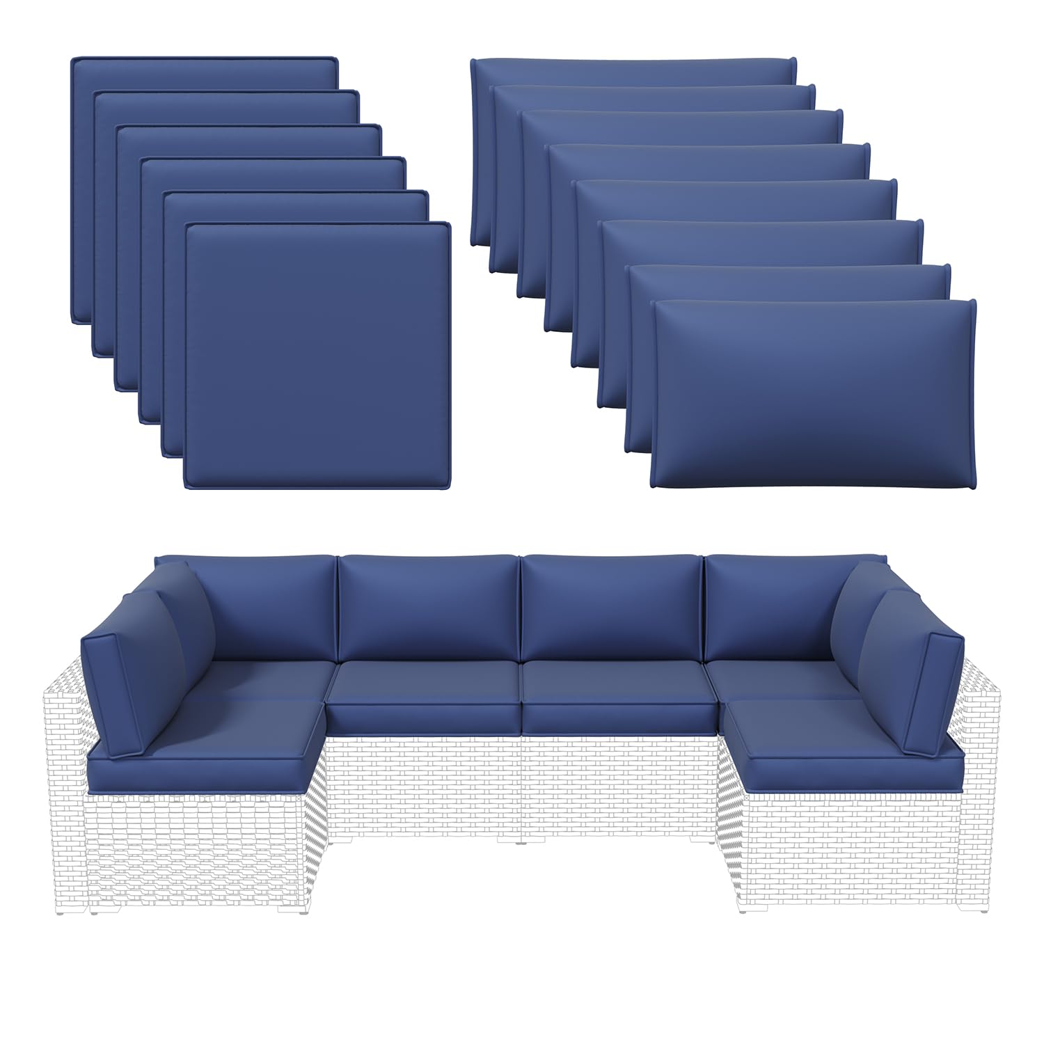 Rattan Sectional Cushion Set - 14 Piece