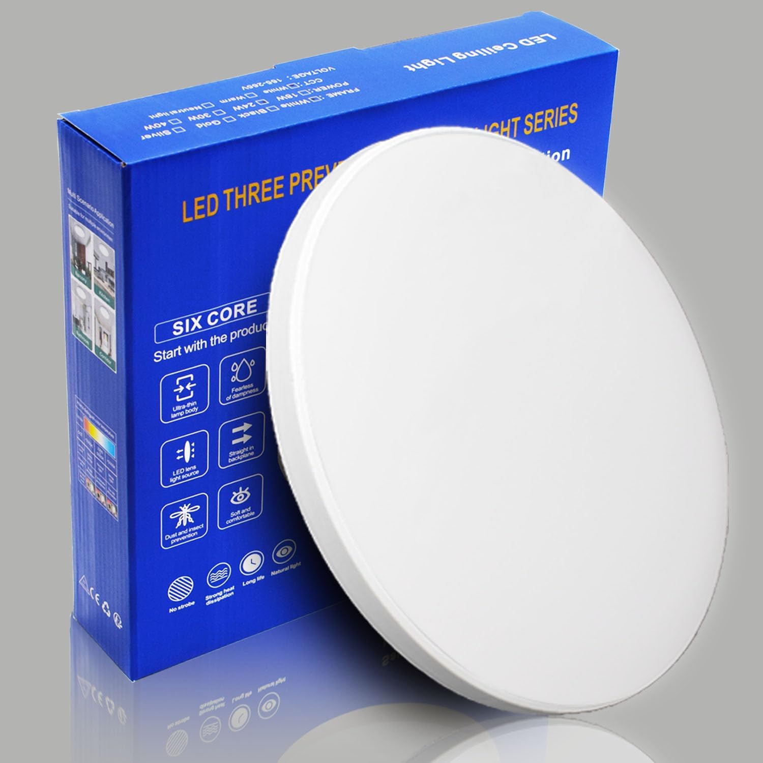 Angle Plafonnier LED Encastré Rond Plat 21W 2400LM, Moderne Et Ul