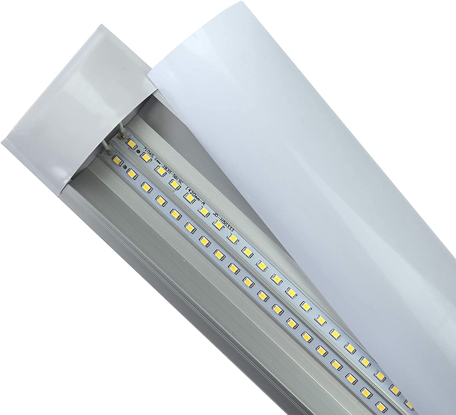 P25-60WN-K2- Kit 2pz Plafoniera Led Ultrasottile 150cm 60W Bordo Argento Completo di Led 4200K Luce Naturale 4800lm