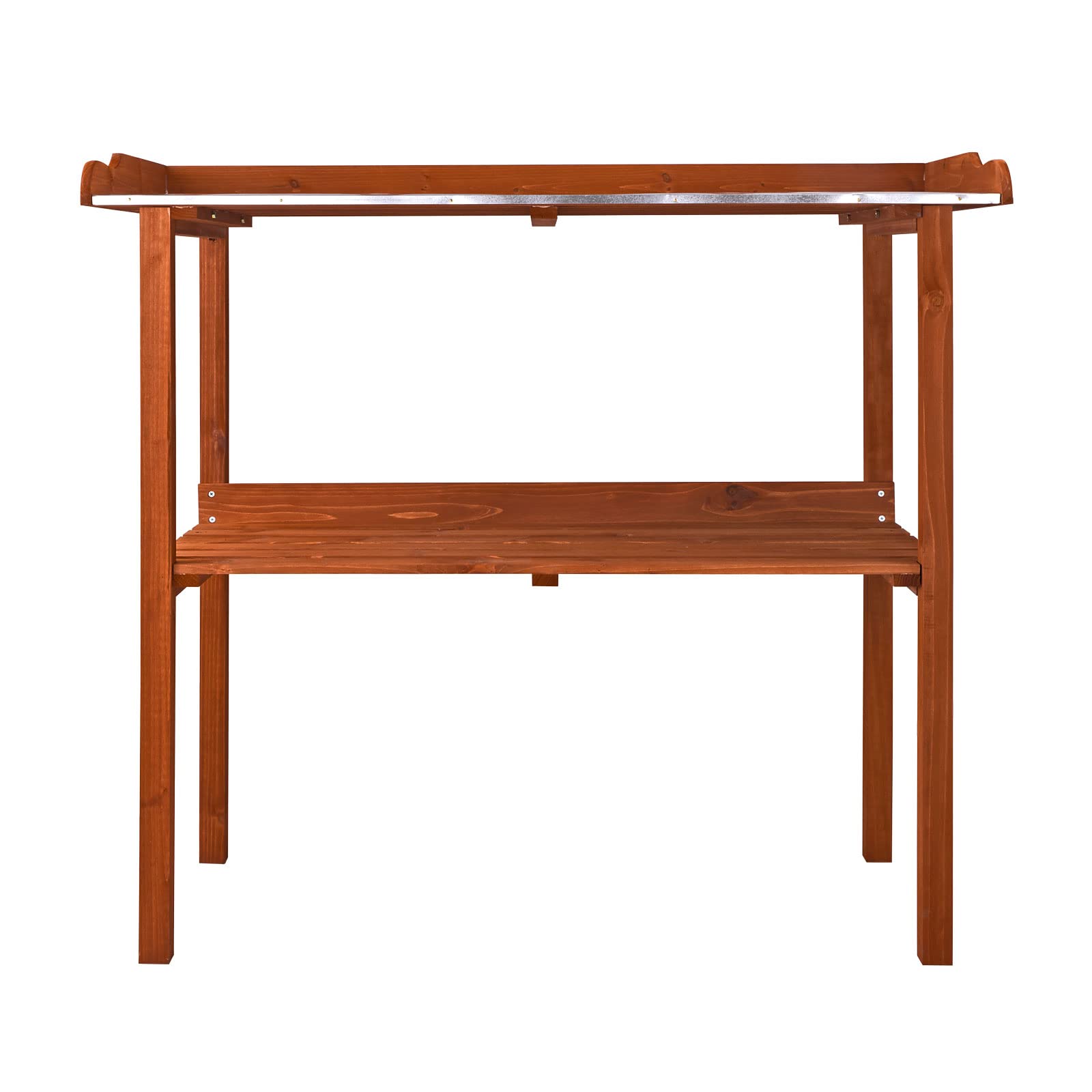 DEMA Pflanztisch 103x48x96 cm, Pflanzentisch, Gärtnertisch, Blumentisch, Massiv-Holz Antik, Verzinkte Metallauflage, Robust, Langlebig, Garten, Terrasse, Balkon, Outdoor