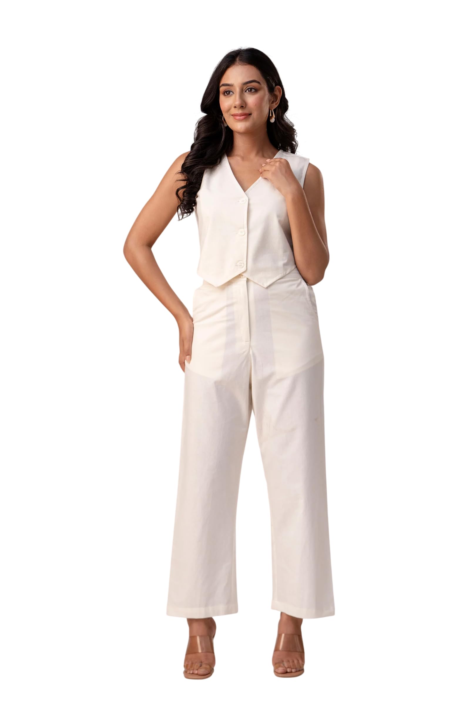 Pure Cotton Waist Coat Co-ord Set With Trouser-image-10