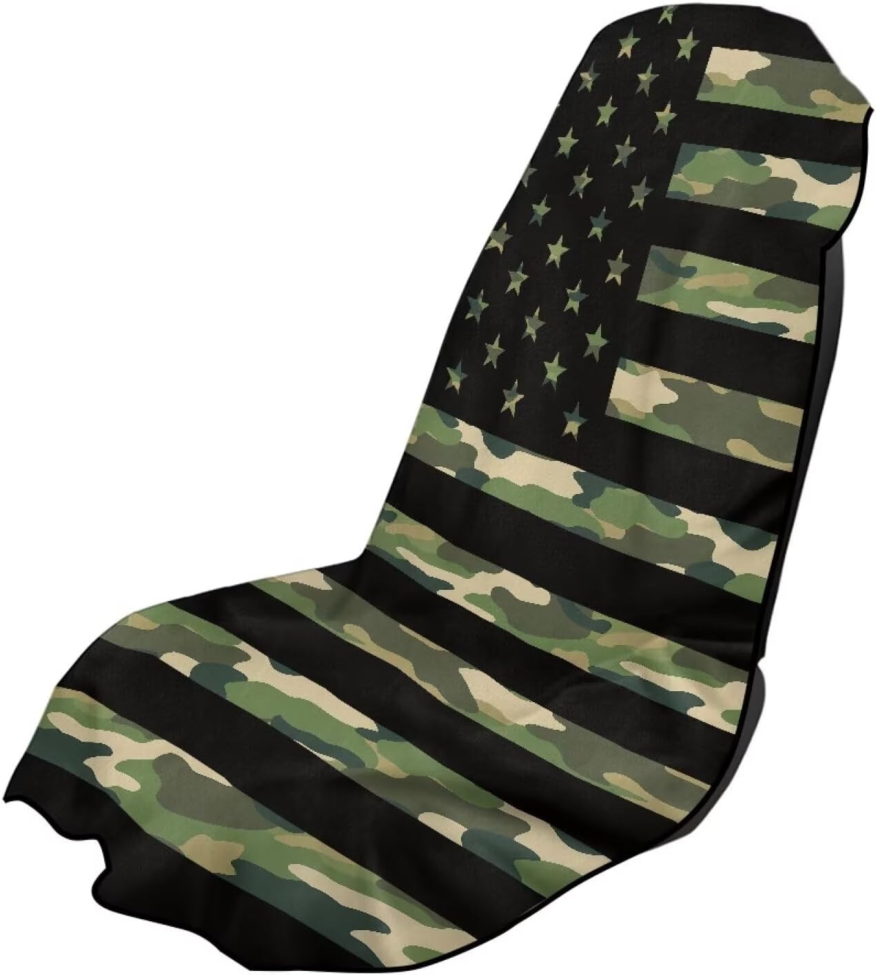 Green Camouflage Flag Sweat Towel Seat Cover Universal Fit Sports Car Towel Cushion Cover Machine Washable Seat Protector for Car, Truck, SUV, Van