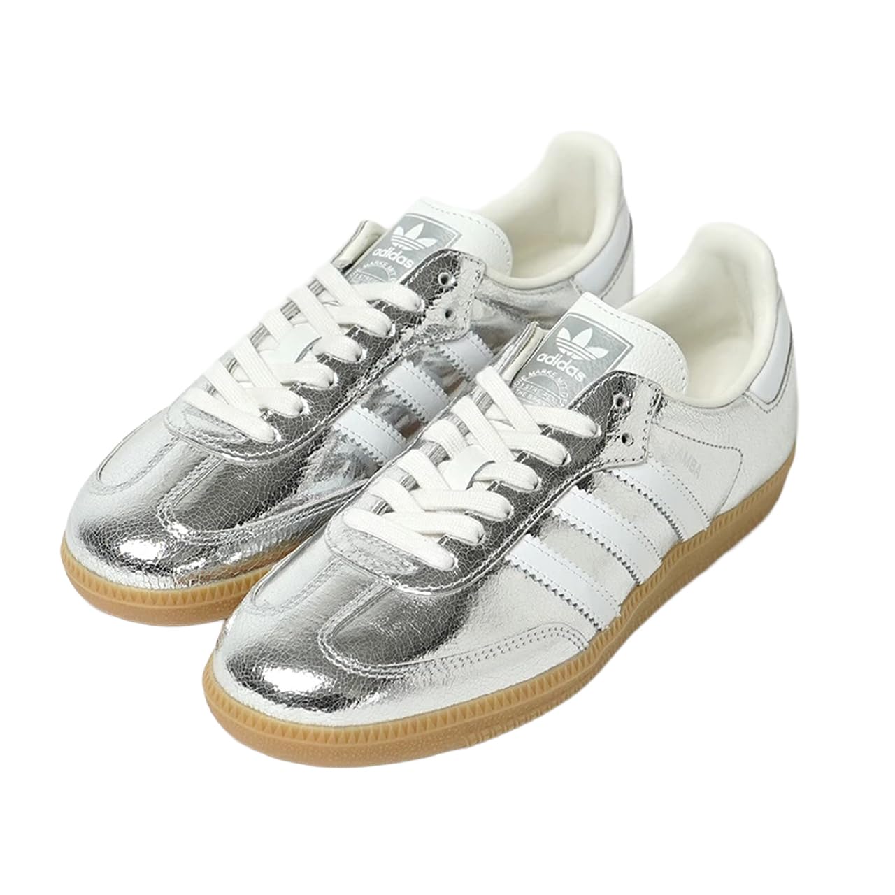 adidas Samba OG Women's Shoes, Silver Metallic/Footwear White/Core White, Size 9.5