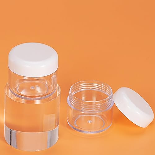 Miniatura 6 de 24 tarros cosméticos de plástico transparente con tapas blancas, 0.5 fl oz0.5 oz, redondos, tarros de limo para productos de belleza, loción, crema,