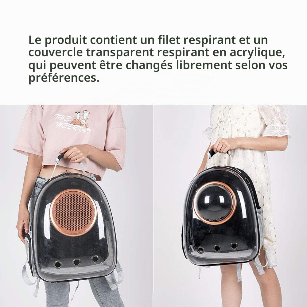 Sac à Dos avec Capsule d'espace pour Animal Domestique de Petite et Moyenne Taille, Transparent, Respirant, résistant à la Chaleur, pour Voyage, randonnée, Marche, Camping (Noir)