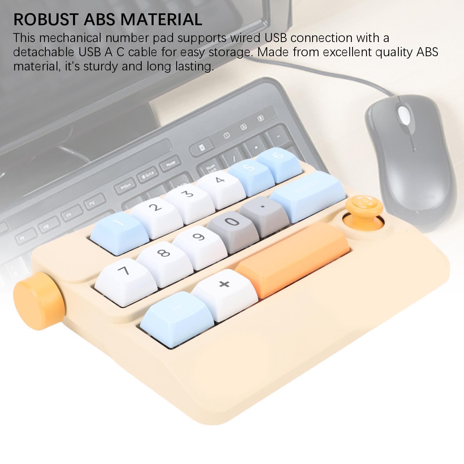 Cuifati Pavé Numérique Mécanique Filaire USB, 19 Touches, Clavier Numérique Programmable Macro échangeable à Chaud avec Contrôle par Joystick et éclairage RVB, pour PC, Ordinateur (Yellow)