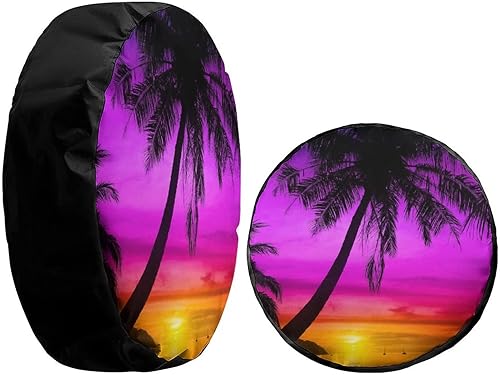 Miniatura 4 de Foruidea Cubierta de neumático de repuesto con silueta de palmera en la playa, para remolque, RV, SUV y muchos vehículos, 18 pulgadas