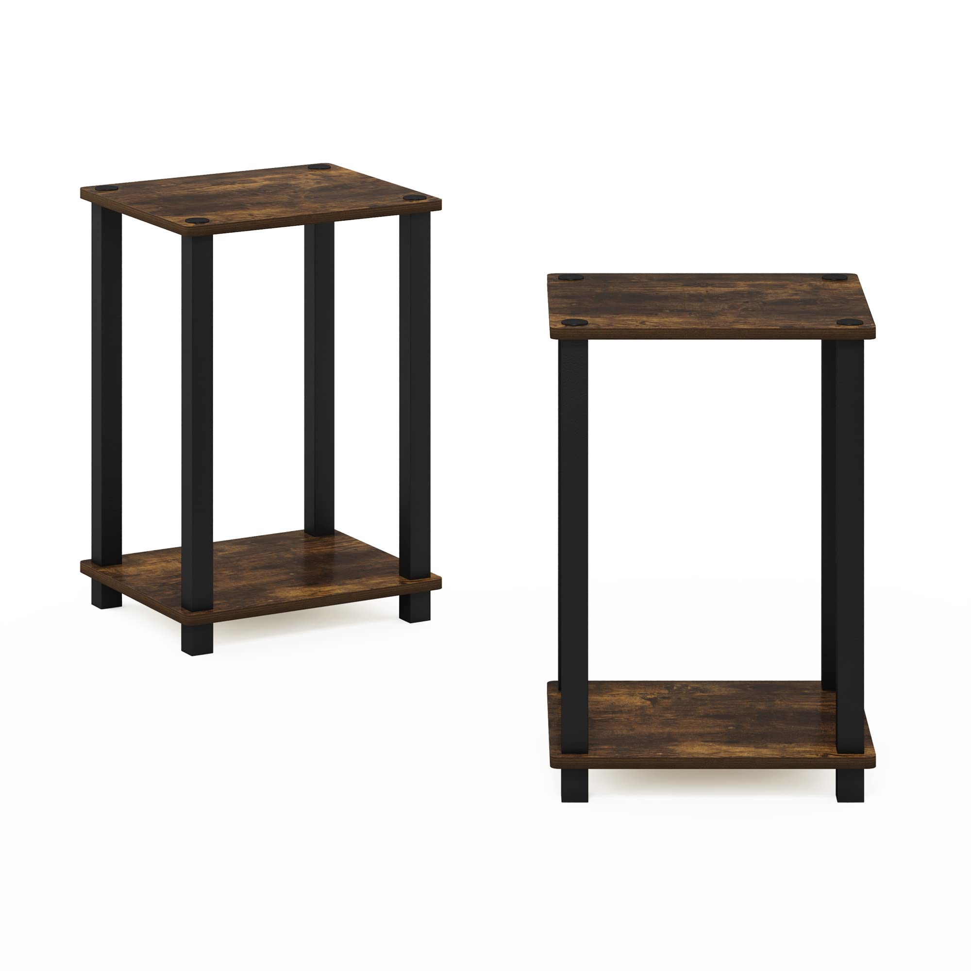 Furinno Simplista Mesa Auxiliar, Engineered Wood, Amber Pine/Black, One Size, 2 Unidades