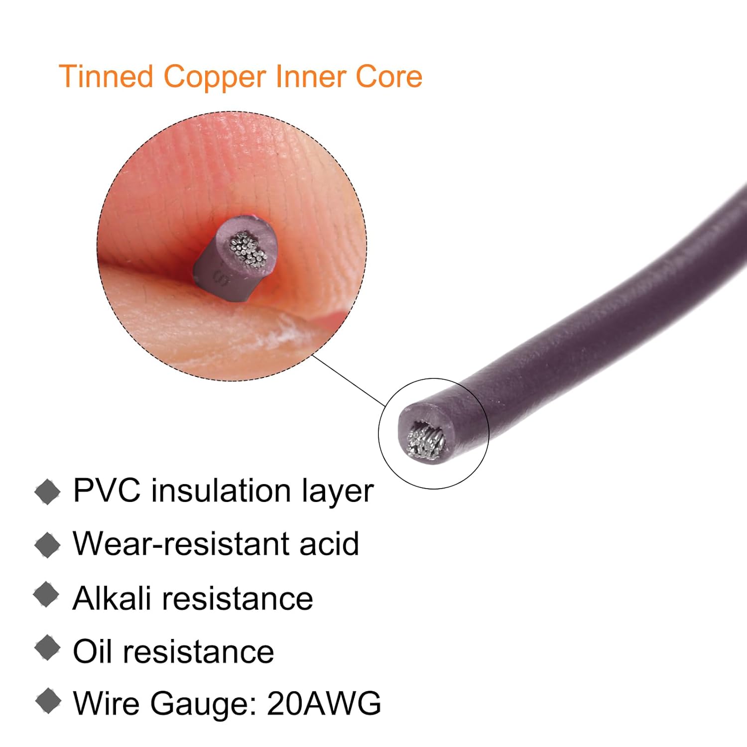 MECCANIXITY 20AWG Wire 20 Gauge Stranded Wire PVC Hookup Wire, UL1007 Tinned Copper Wire 30m/100ft Brown for Internal Connecting Wire