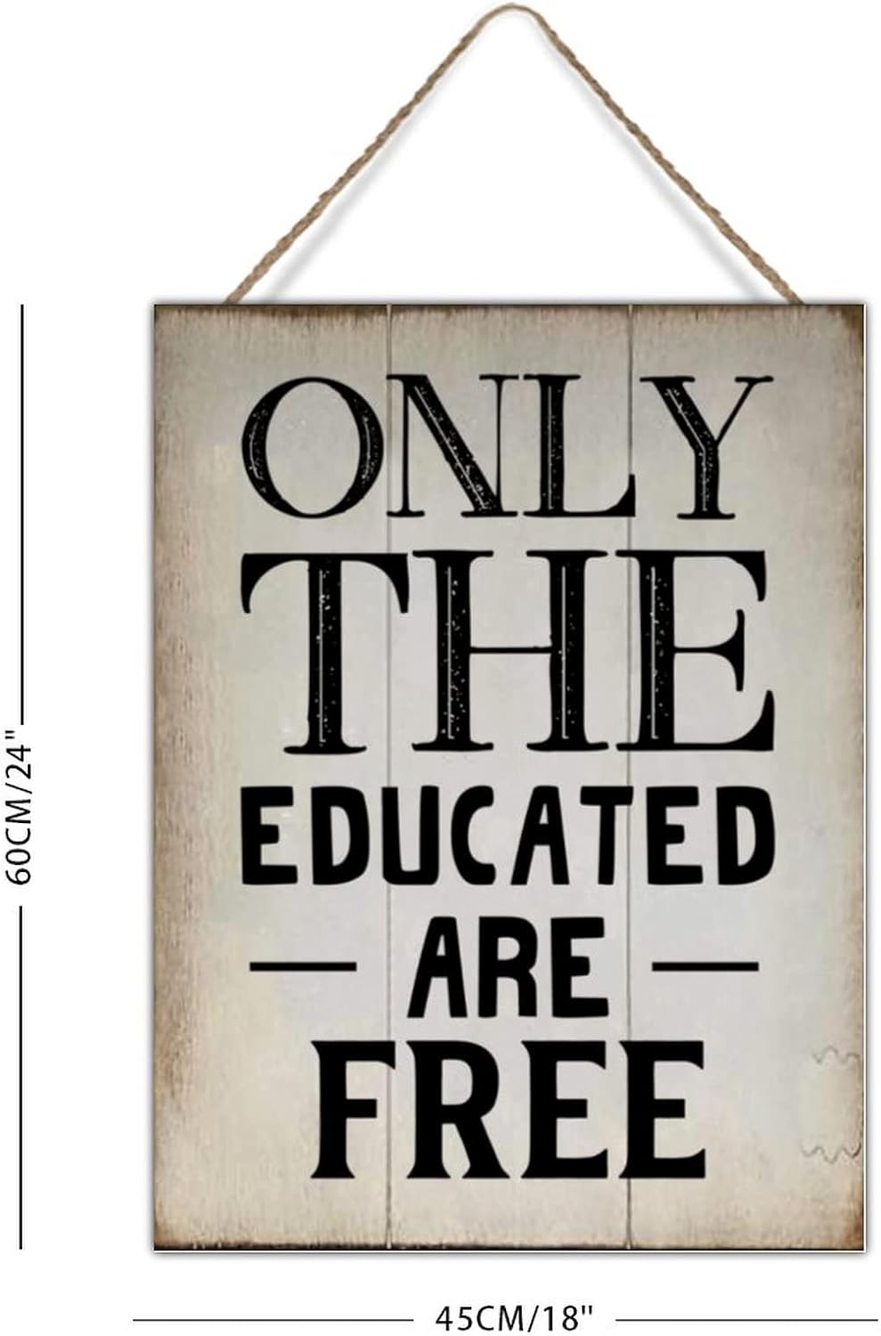 Vintage Wood Sign Only The Educated are Free Wood Wall Sign Inspirational Quote Bible Motto Wall Art Sign Farmhouse Wood Home Sign Plaques 18x24in Housewarminmg Gift for Home
