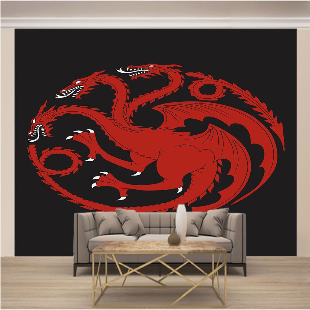 Papier peint panoramique dragon 3D 366x254cm intissé mural pour salon