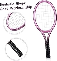 Vista 7 de Garneck Juego de 2 raquetas de tenis en miniatura y pelota de plástico, mini raqueta de tenis en miniatura, equipo deportivo para decoración