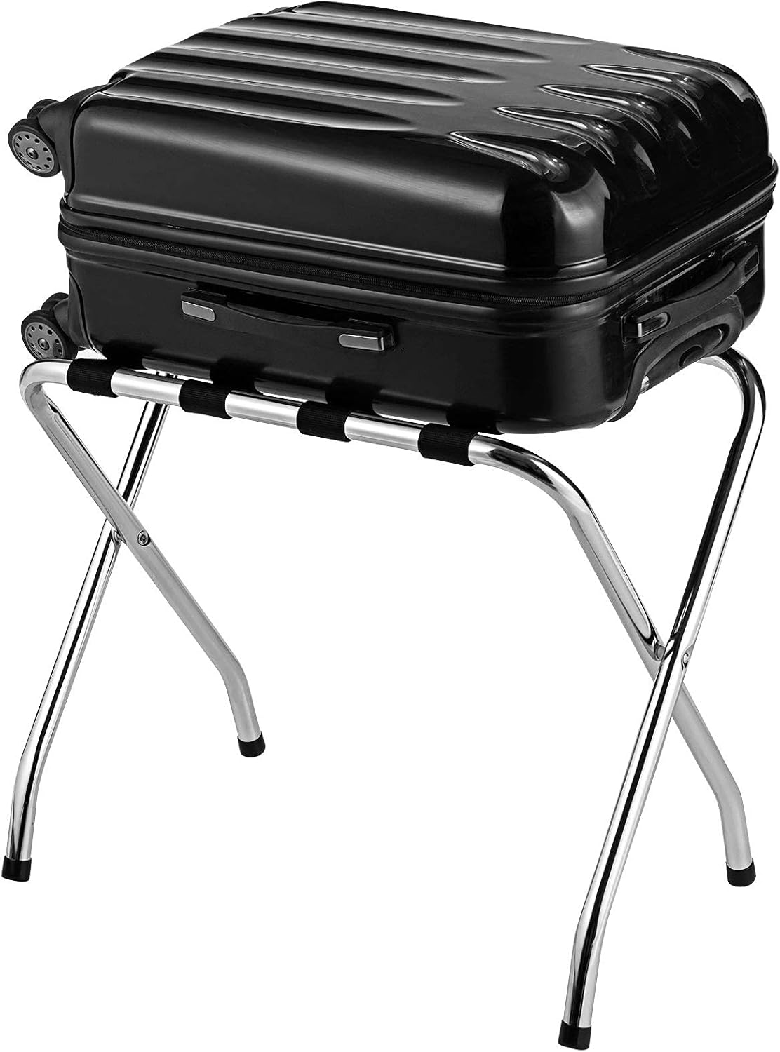 Buy MIDDOW Chrome Luggage Rack, Foldable Metal Suitcase Stand with Nylon Belts, No Assembly