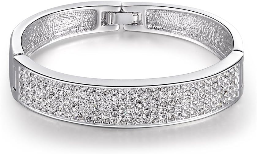 NINABOX Valentine's Gifts Round Clear SWAROVSKI ELEMENTS Crystal Bangle Bracelet Fashion Wedding Jewelry