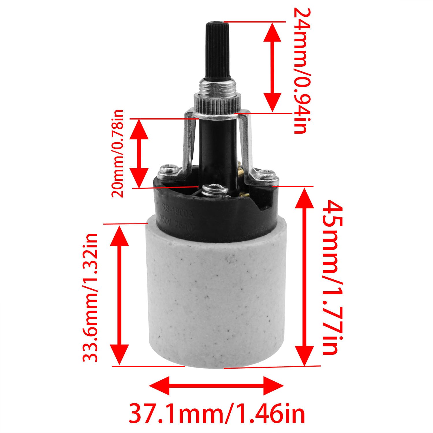 E26 Button Switch Light Socket with Rotary Switch Porcelain Light Socket 250V/660W Dimmable Lamp Holder for Table Lamps and Floor Lamps 1PCS