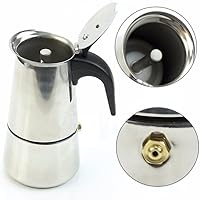 Vista 1 de 2 Cup/100ml Stainless Steel Moka Espresso Latte Percolator Stove Top Coffee Maker Pot