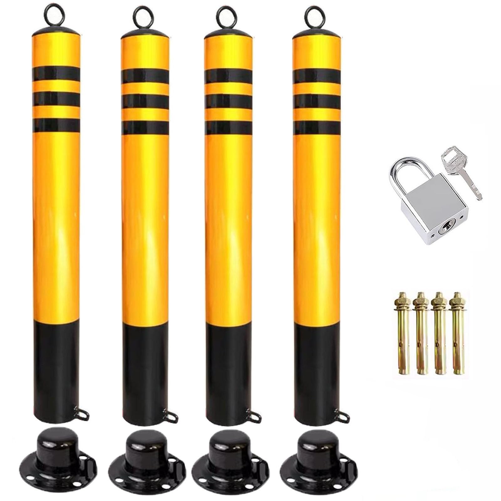 JYBNBBE Delineator Post Cone Driveway Caution Sign 75cm/ 90cm/ 110cm Tall Detachable Driveway Security Bollards, Noticeable Traffic Delineators Post For Warning Or Precaution, Ch,4 Pack-H 75cm/30inch
