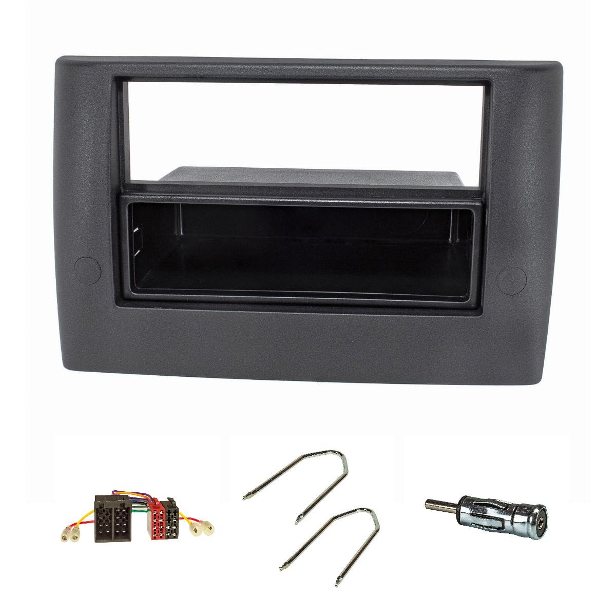 tomzz Audio 2414-025 Cache-radio compatible avec Fiat Stilo 2001-2008 version professionnelle montage à vis avec compartiment de