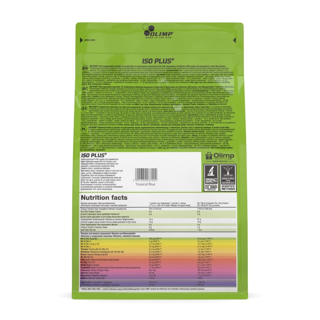 Olimp Sport Nutrition Iso Plus Powder Tropic Blue, 1er Pack (1 x 1.505 kg)