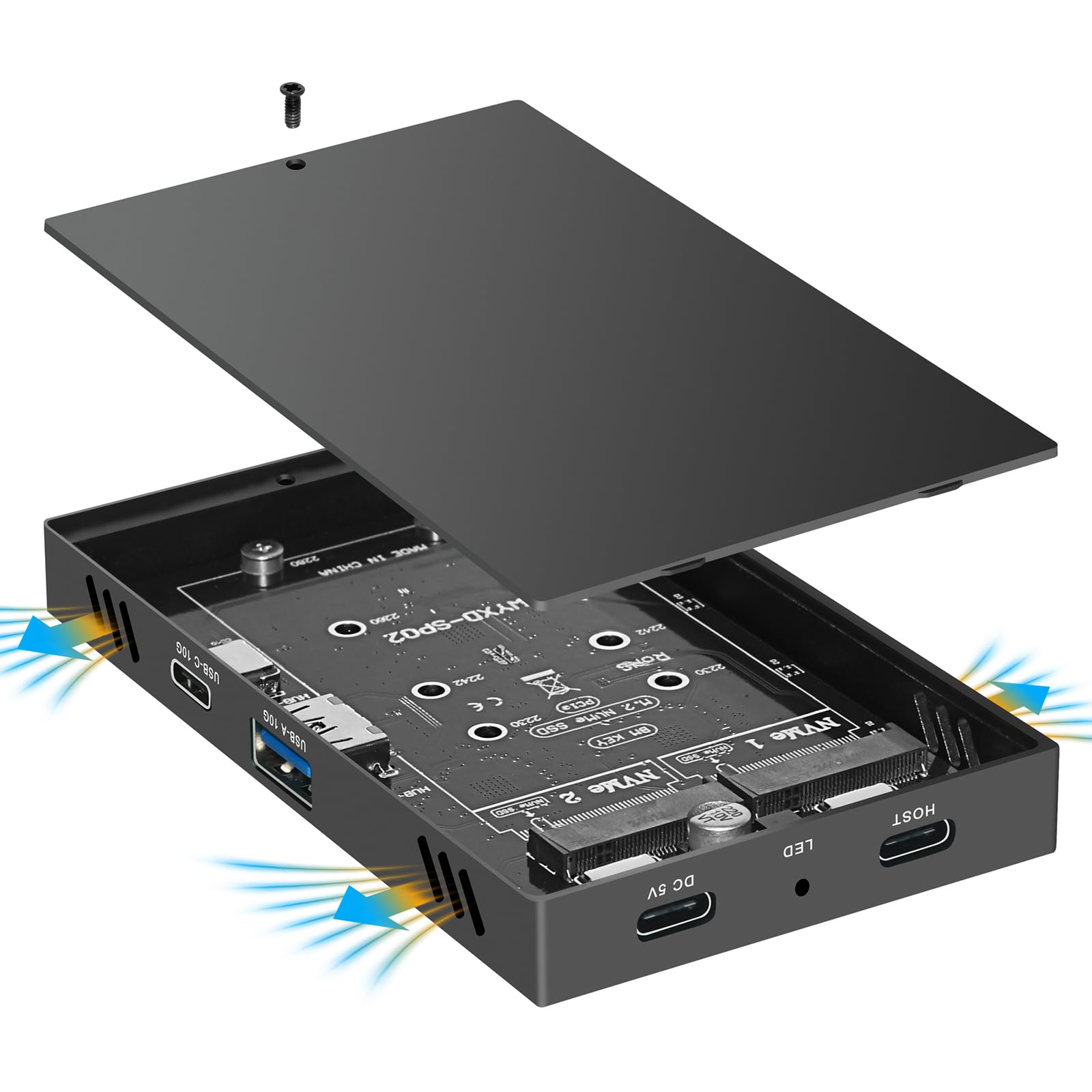 Boîtier de baie 10 Gbit/s USB C States Disques en aluminium pour transfert de données haute vitesse 2230 2242 2260 2280
