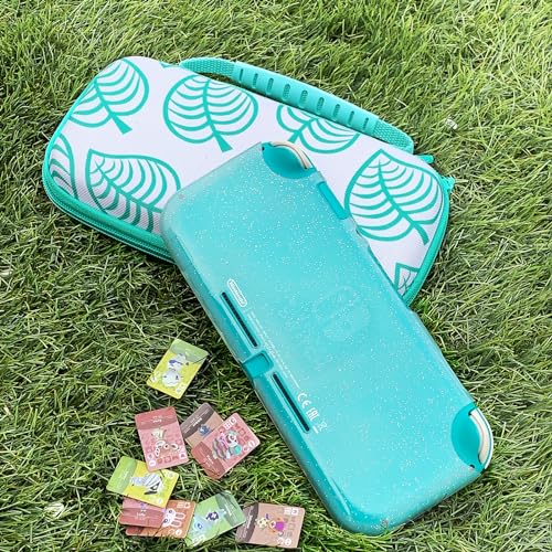 TIKOdirect Carrying Case for Switch lite, Shockproof Portable Travel Bag with Glitter Galaxy case, Screen Protectors and Cute Leaf Thumb Grips Caps, Leaf Green - Image 7